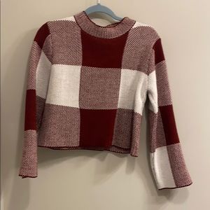 Plaid deep red sweater